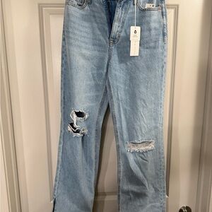 Sanctuary Blue High rise Wide Leg Jeans Distressed. THE FLASHBACK